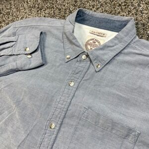 FatFace Men's 2XL Tall Slim Stretch Oxford Shirt Blue Long Sleeve Button Down